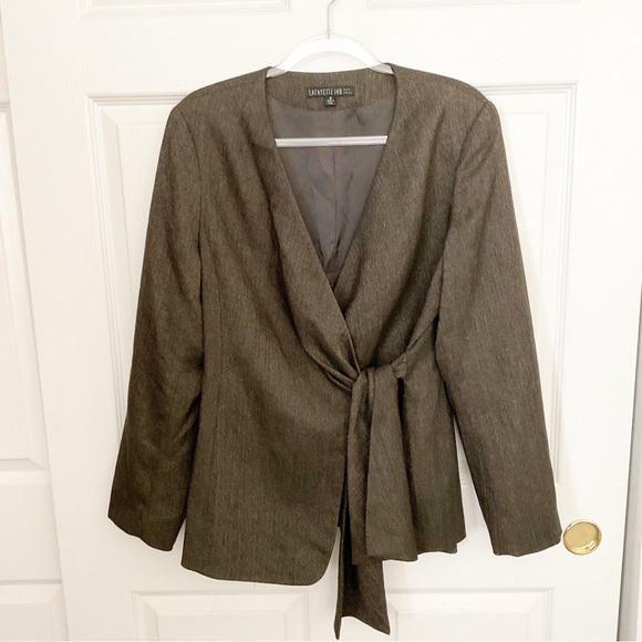LAFAYETTE 148 New York Virgin Wool Wrap Tie Waist Blazer Jacket - Picture 2 of 8